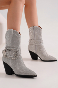 Western Ankle Boots with Rhinestone Strap and Buckle ANTONIA-03