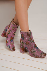 Floral Rhinestone Sparkle Ankle Boots KETSBY-11-R3