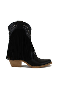 Fringe Western Block Heel Ankle Boots – ADELA-16