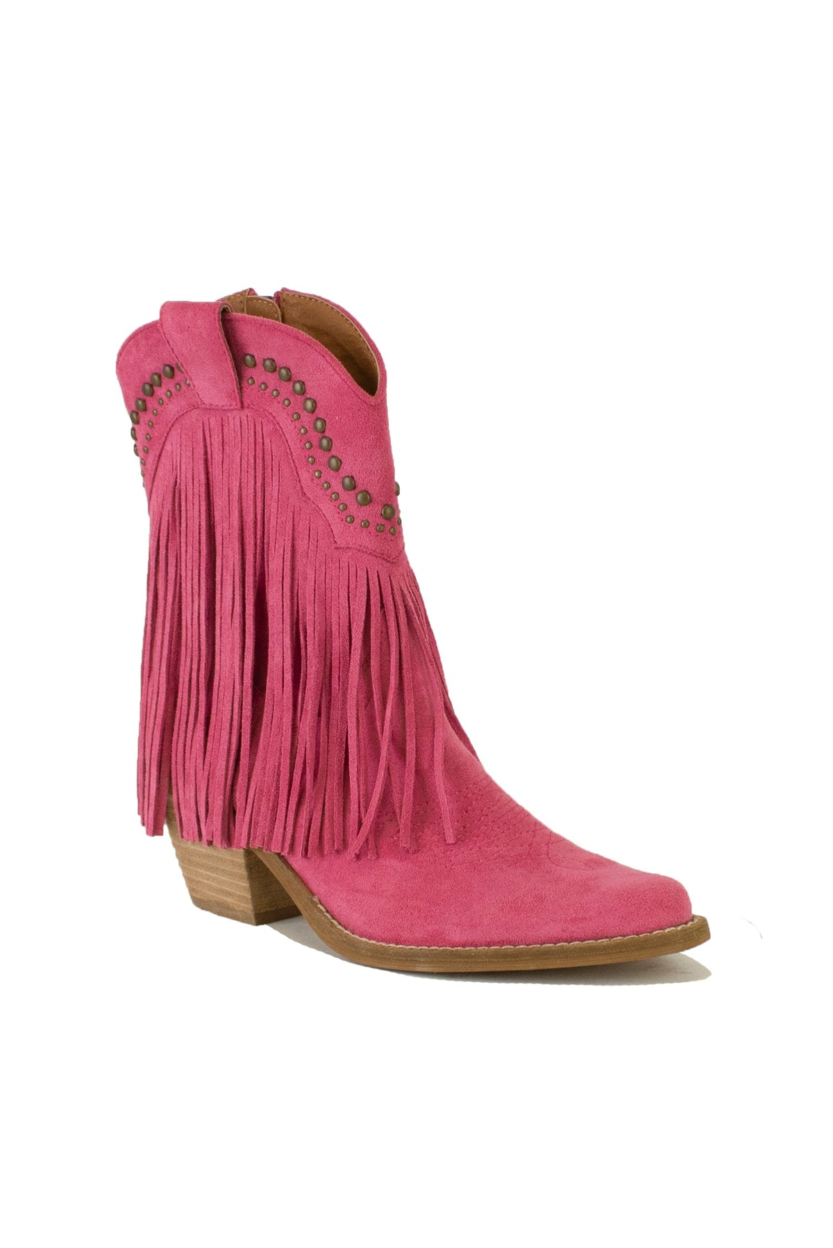 Fringe Western Block Heel Ankle Boots – ADELA-16