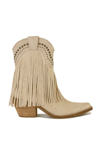 Fringe Western Block Heel Ankle Boots – ADELA-16