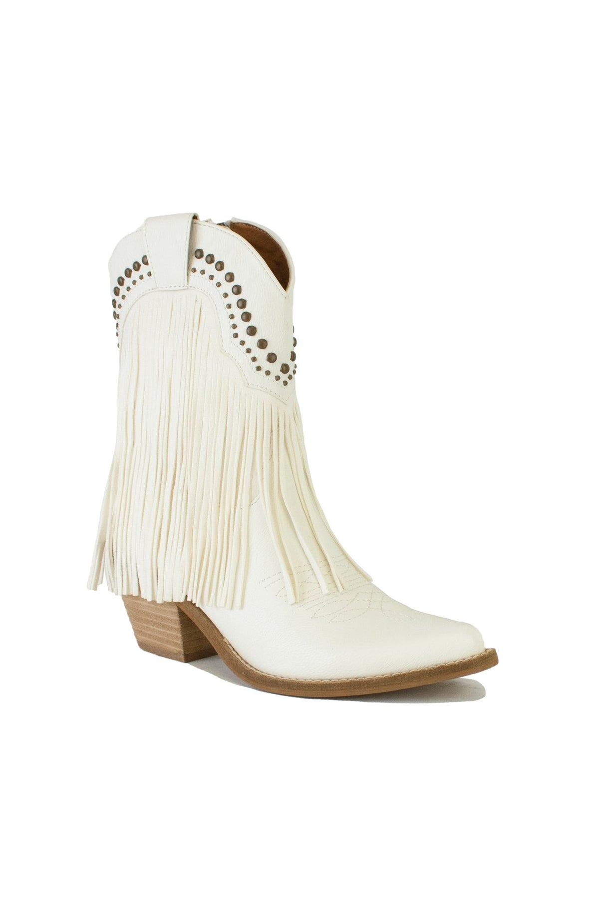 Fringe Western Block Heel Ankle Boots – ADELA-16