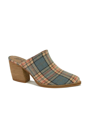 Plaid Block Heel Mules Angela-01