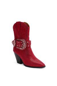 Western Ankle Boots with Rhinestone Strap and Buckle ANTONIA-03