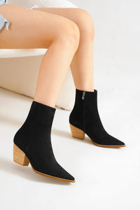 Suede Western Block Heel Ankle Boots – ARISA-01