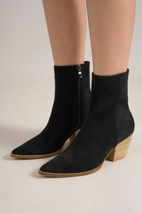 Suede Western Block Heel Ankle Boots – ARISA-01