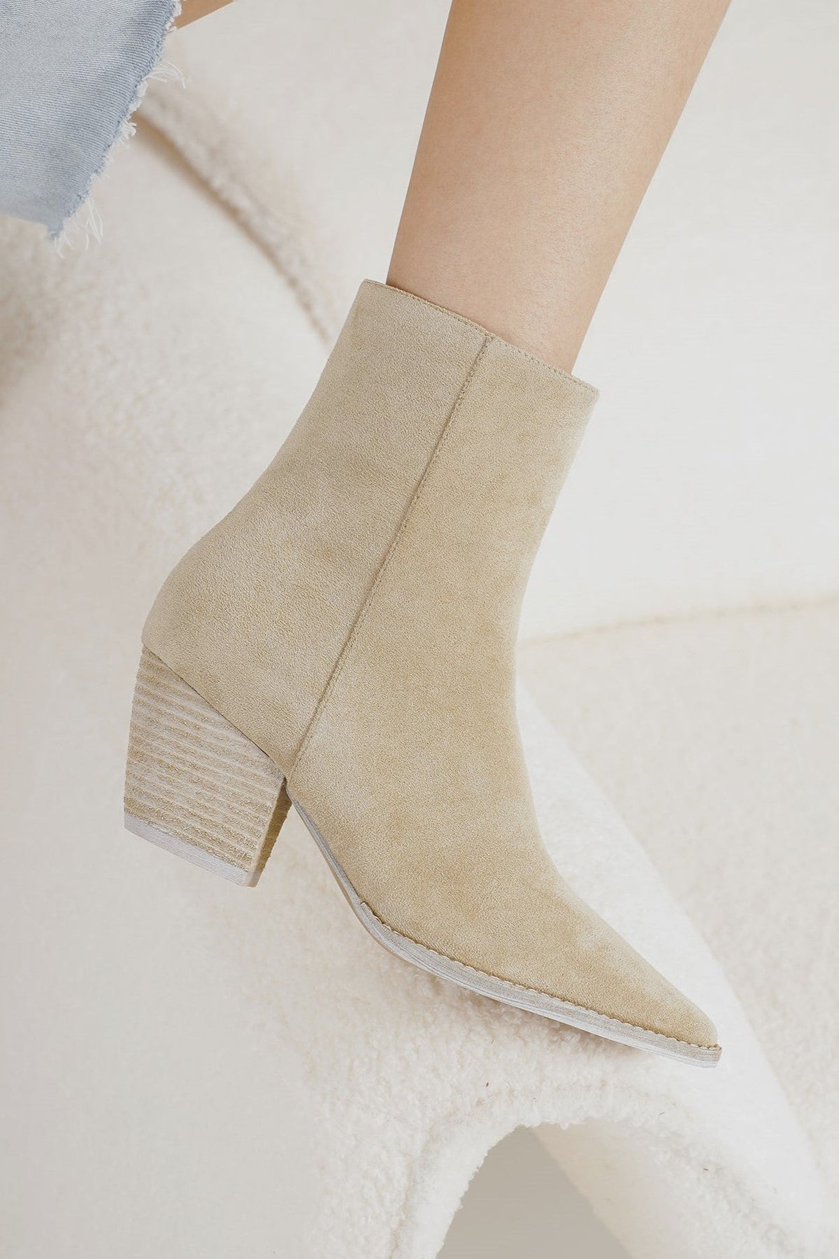 Suede Western Block Heel Ankle Boots – ARISA-01