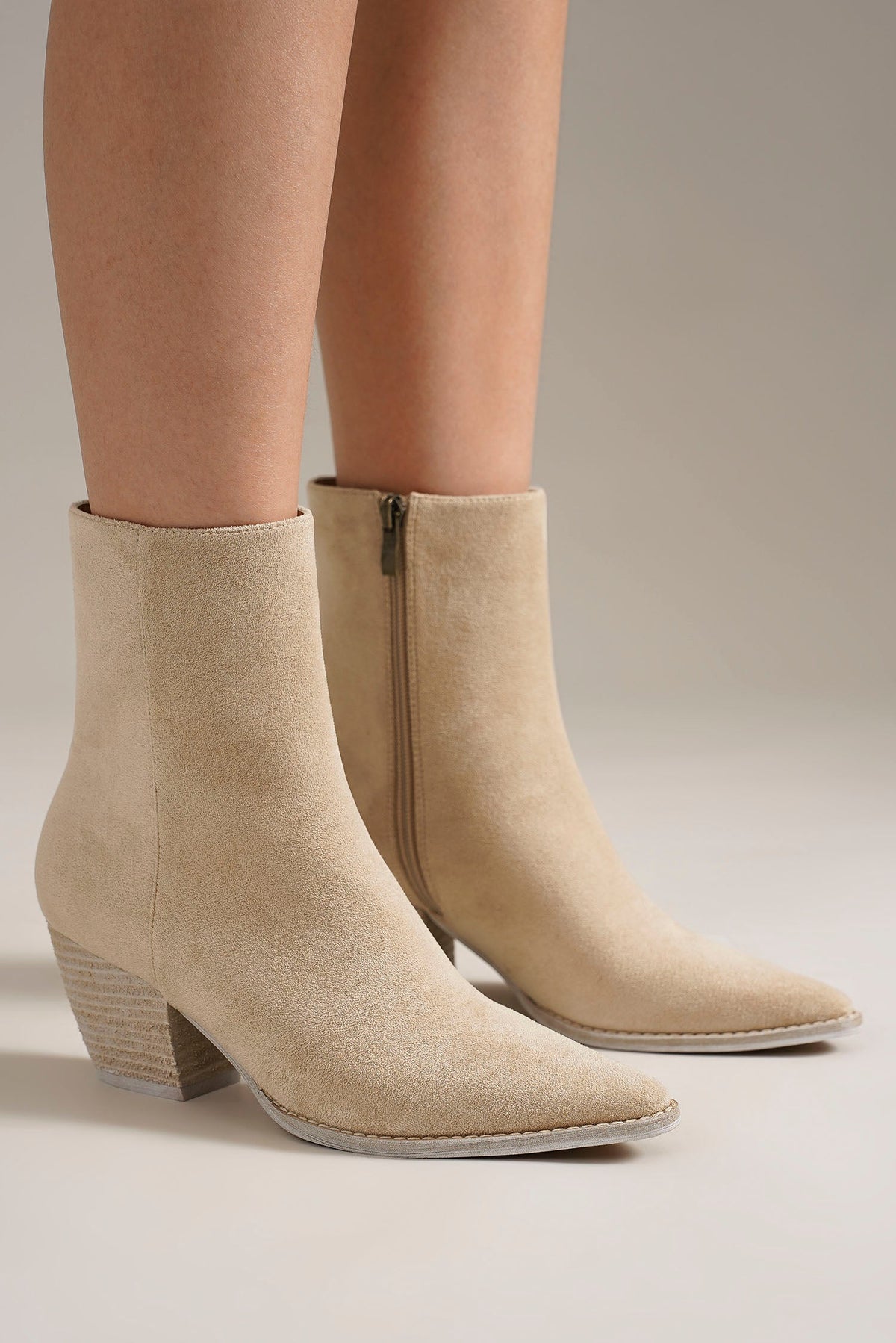 Suede Western Block Heel Ankle Boots – ARISA-01