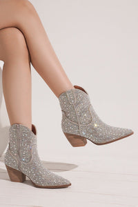 Rhinestone Western Block Heel Ankle Boots – ARISA-46-R2