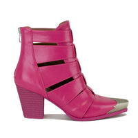 Strappy Metal-Toe Block Heel Ankle Boots – DAKOTA-06