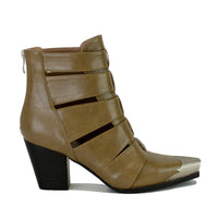 Strappy Metal-Toe Block Heel Ankle Boots – DAKOTA-06