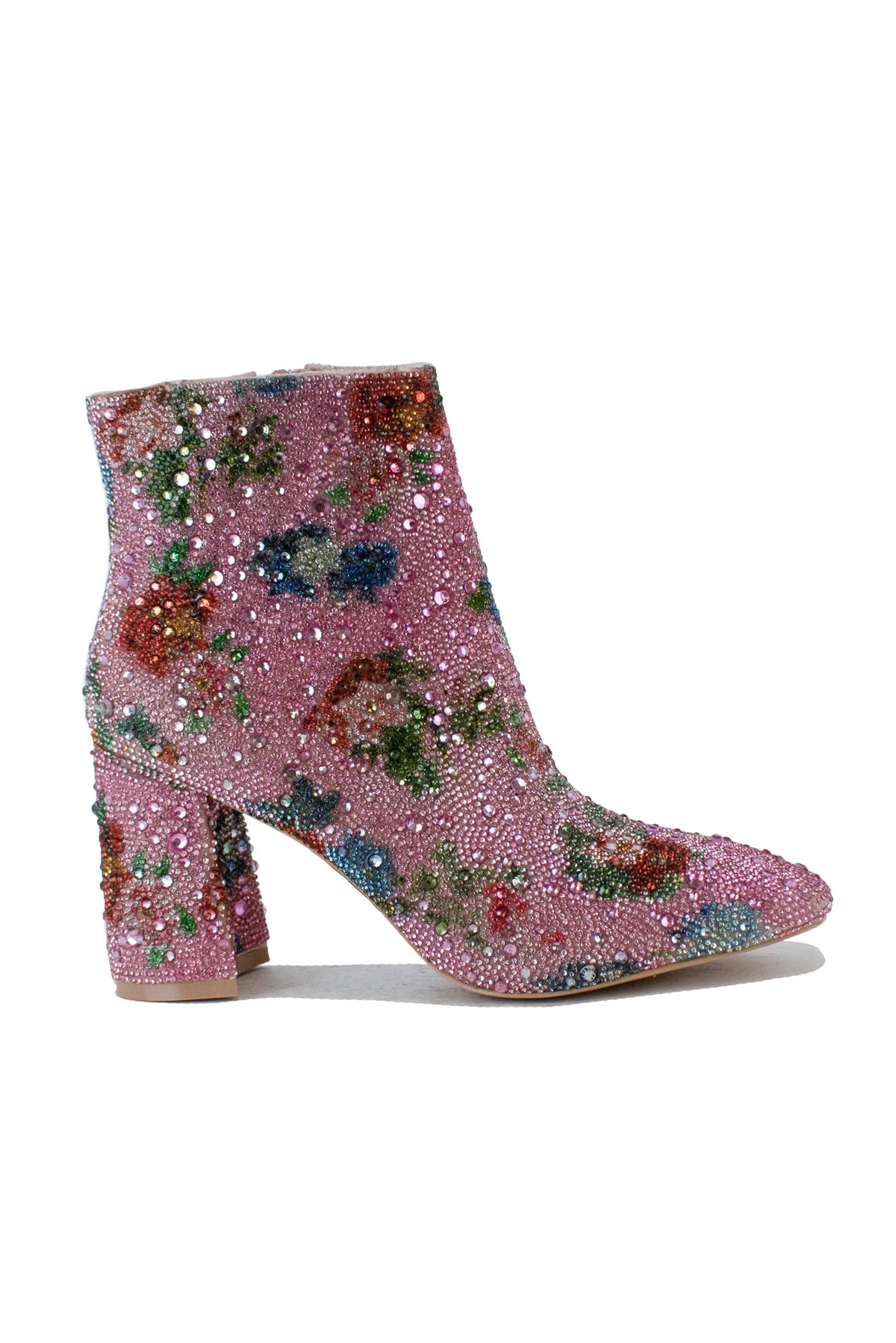 Floral Rhinestone Sparkle Ankle Boots KETSBY-11-R3